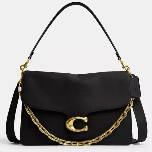 Large Coach 35 Tabby Chain Black Leather With Gold Hardware - Picture 3 of 16